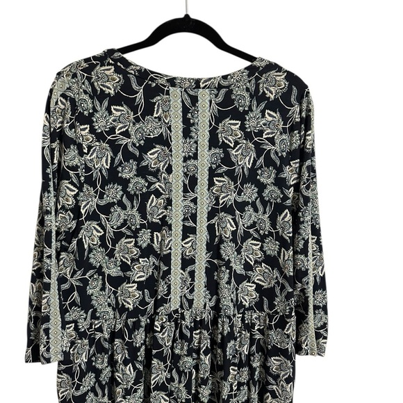 J. Jill Green Paisley Floral Cottagecore 3/4 Sleeve V-Neck Dress Relaxed Size M - Picture 6 of 11